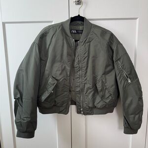 Zara Olive Green Bomber Jacket